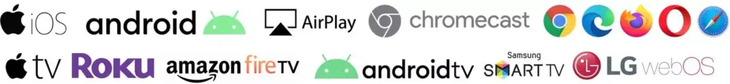 Streaming platforms compatible with IPTVNext: Android, iOS, Fire TV, Apple TV, Samsung, LG and more